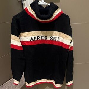 Lou & Grey Black and Red Après Ski Turtleneck Sweater